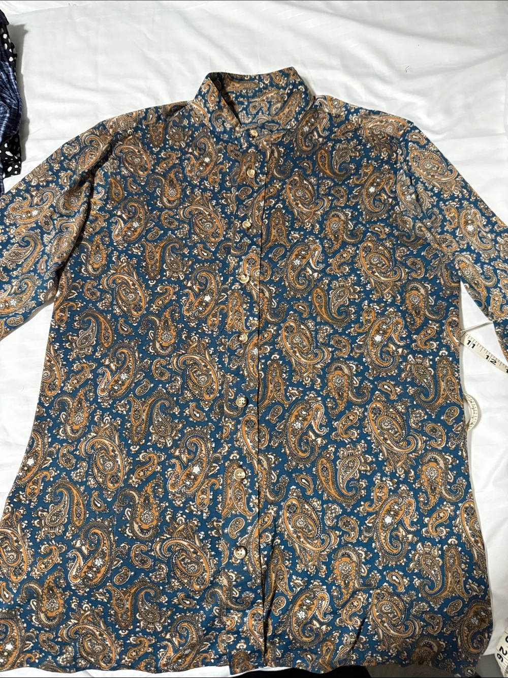 Women Teal Paisley Button-Up Shirt